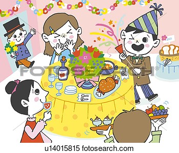 Children Having Party Painting Illustration Illustrative Technique