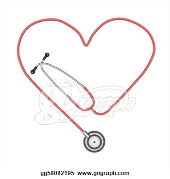 Clip Art   Image Of A Stethoscope In The Shape Of A Heart Isolated On    