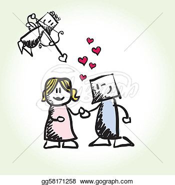 Clipart   Love   Couple   Just Married   Vector   Stock Illustration