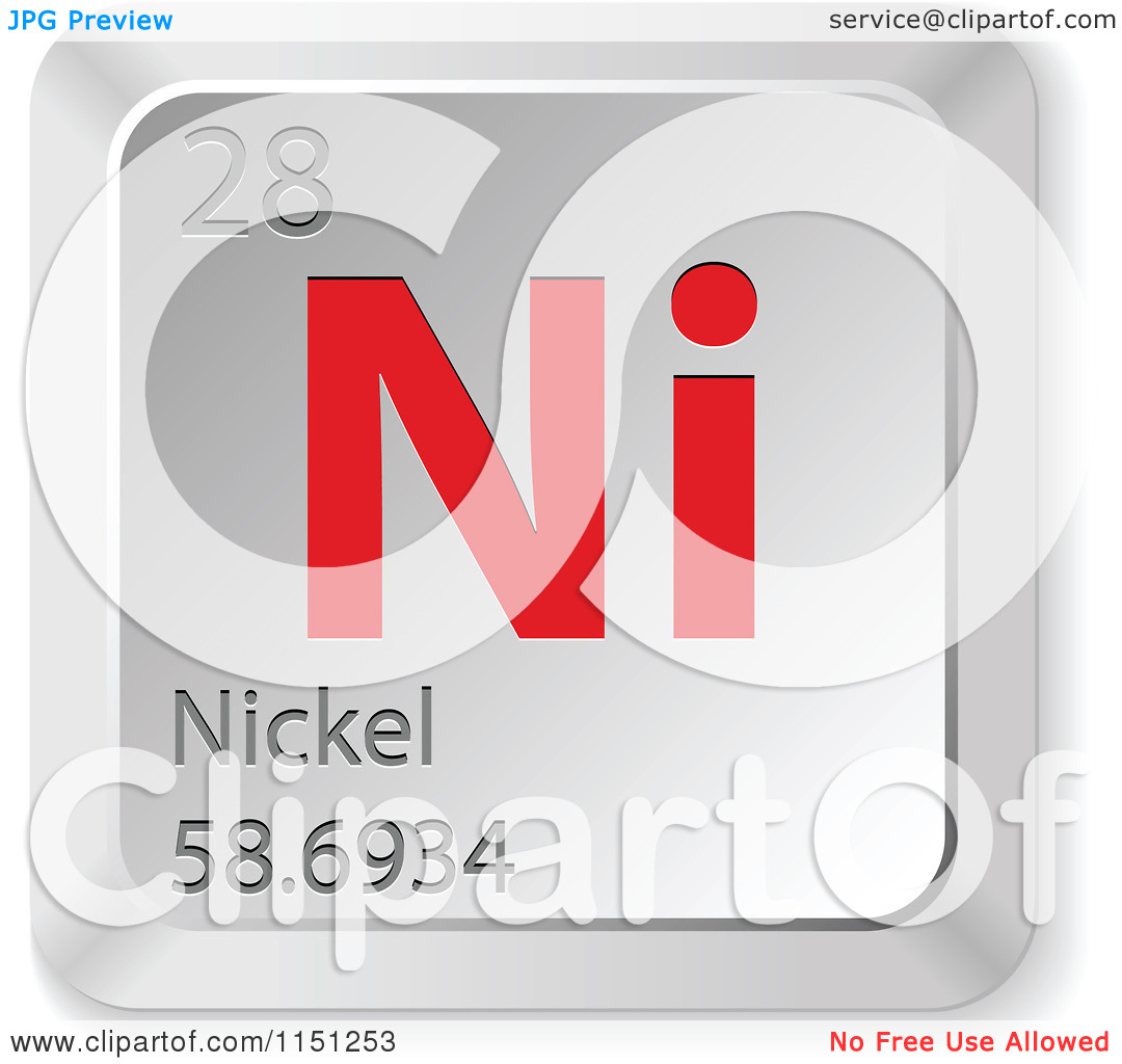 Clipart Of A 3d Red And Silver Nickel Chemical Element Keyboard Button