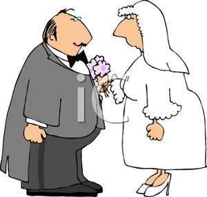 Fat Couple Getting Married   Royalty Free Clipart Picture