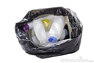 Garbage Bag With Trash Isolated On White Background