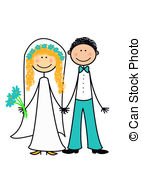 Gl Cklich Neu Verheiratet Coupl Stock Illustration