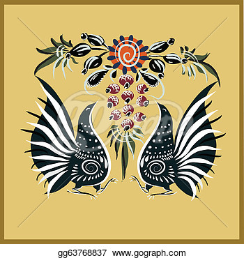 Handicraft Painting On Tray In Vector  Clipart Illustration Gg63768837