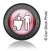Icon Button Pictogram Trash Dumpster Stock Illustrations