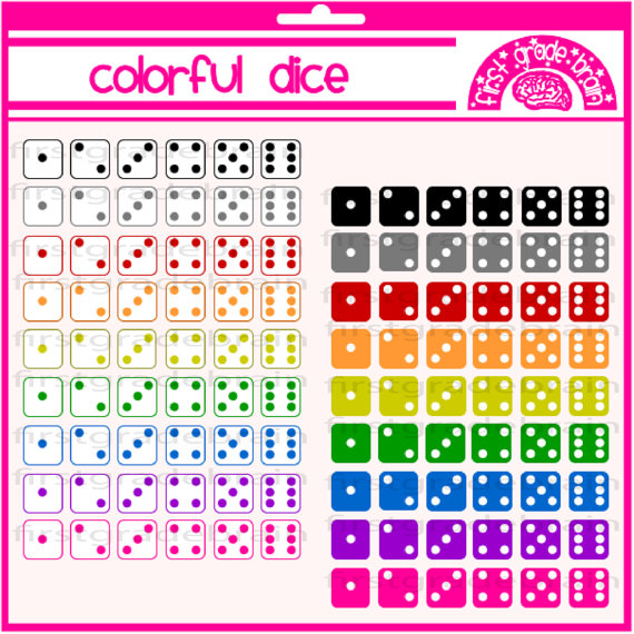 Items Similar To Colorful Dice Clipart Graphics  Personal And