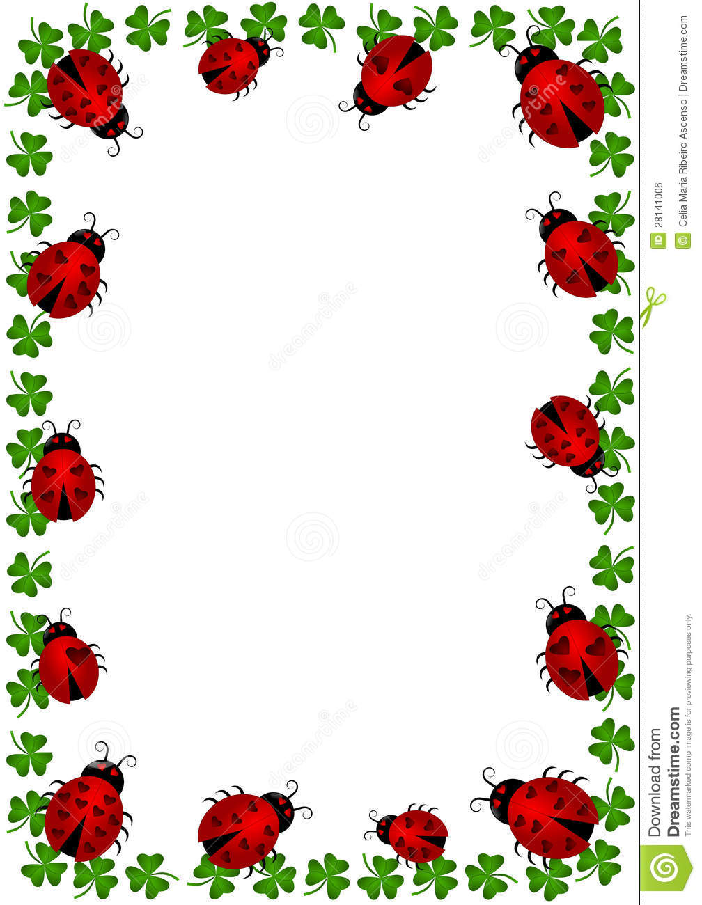 Ladybugs Border Frame With Clovers Royalty Free Stock Image   Image