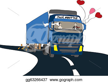 Married Couple In A Truck As An Illustration  Clipart Illustrations