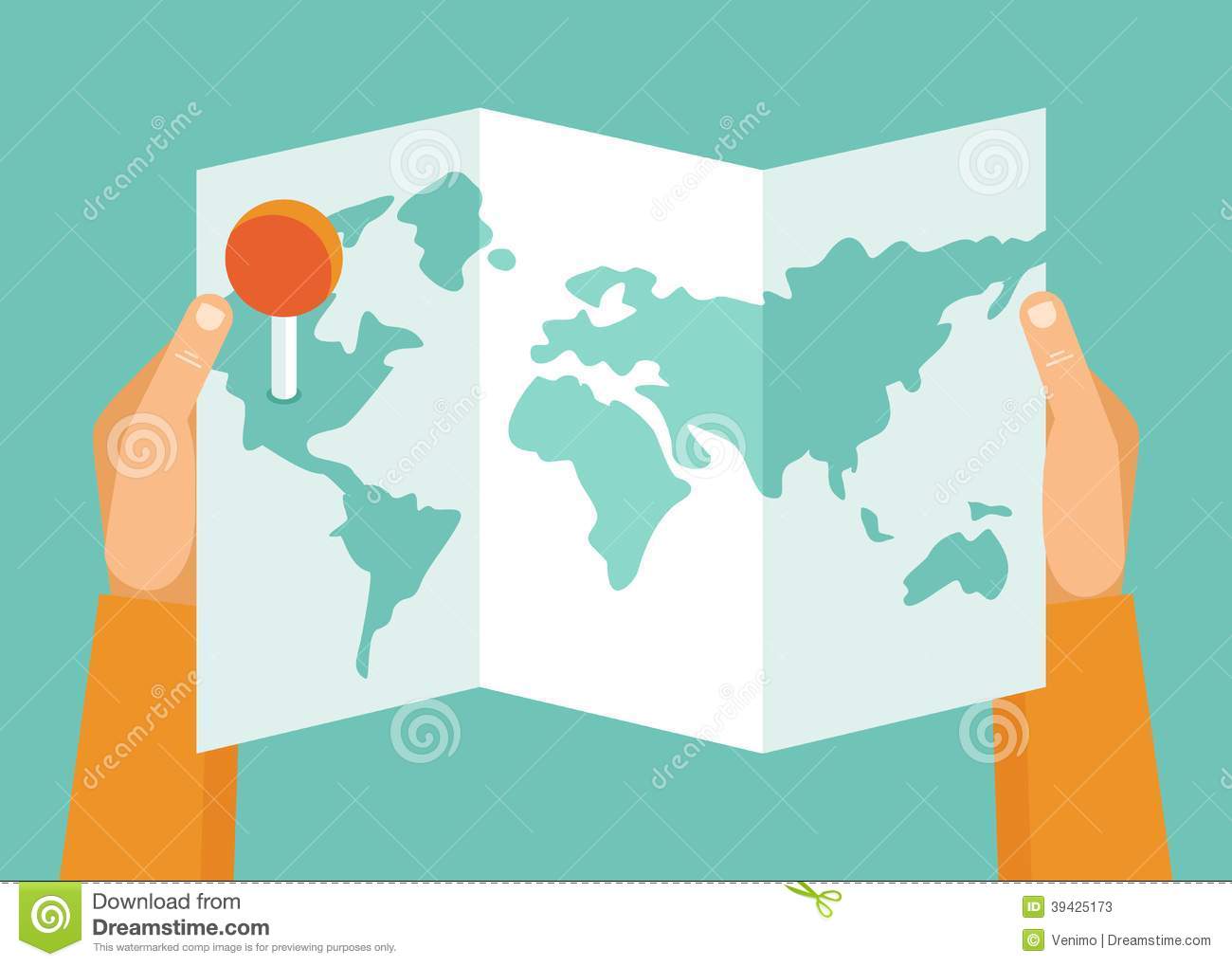 Plan Concept   Hands Holding World Map   Illustration In Flat Style