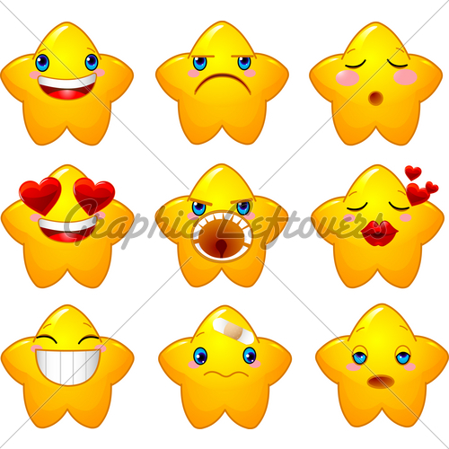 Set Of Characters Of Yellow Stars With Differen