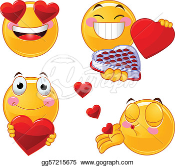Stock Illustration   Set Of Valentines Smileys Emoticon  Stock Art