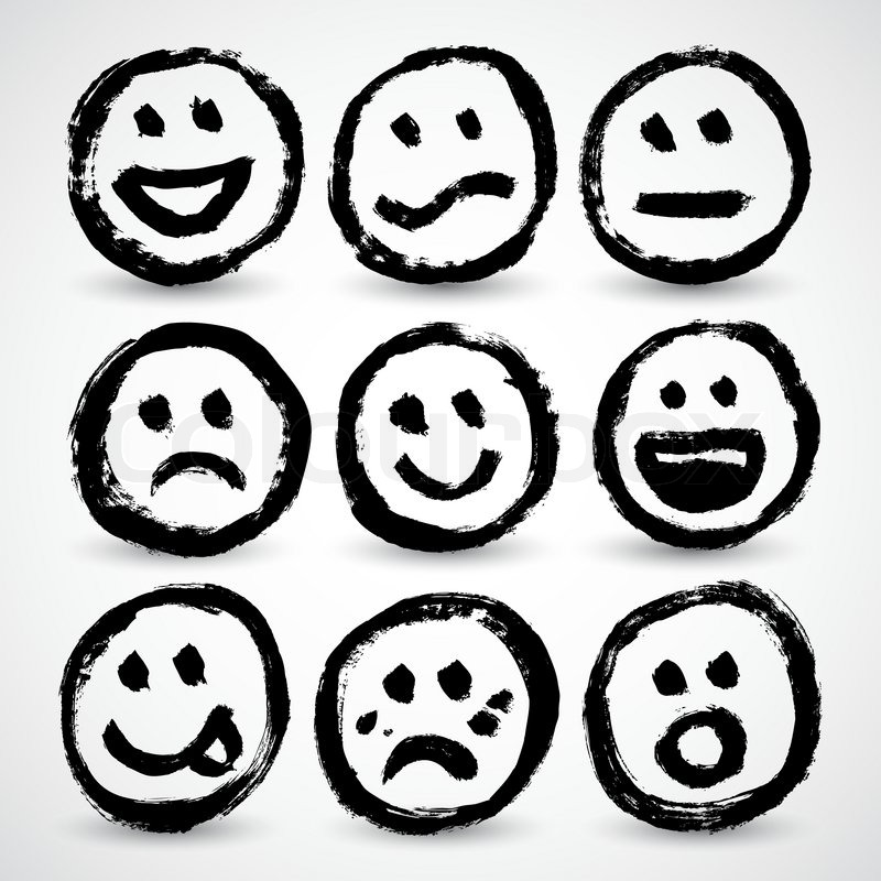 Stock Vector Of  An Icon Set Of Grunge Cartoon Smiley Faces