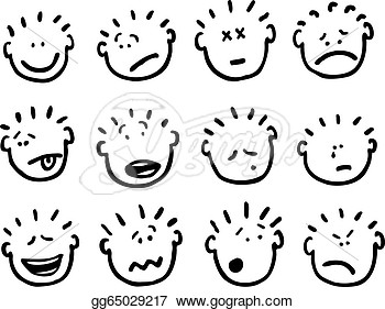 Vector Cartoon Faces And Emotions  Stock Clipart Gg65029217