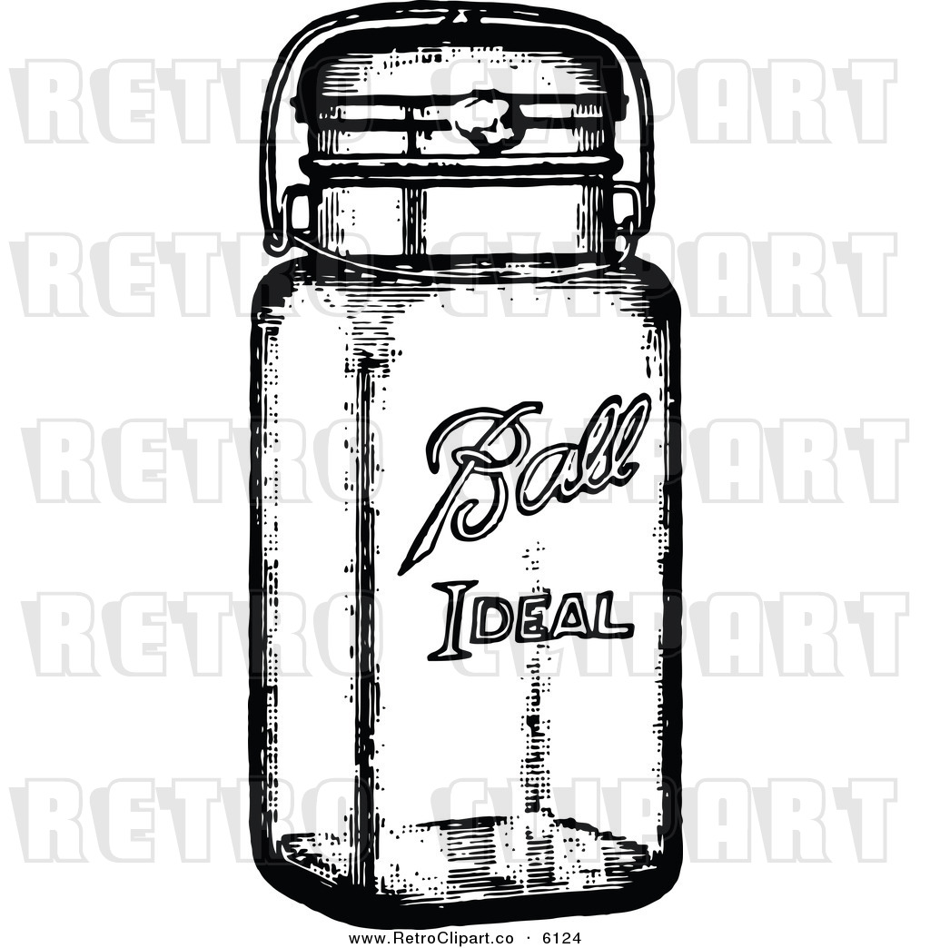 Vector Clipart Of A Retro Black And White Canning Jar By Prawny    