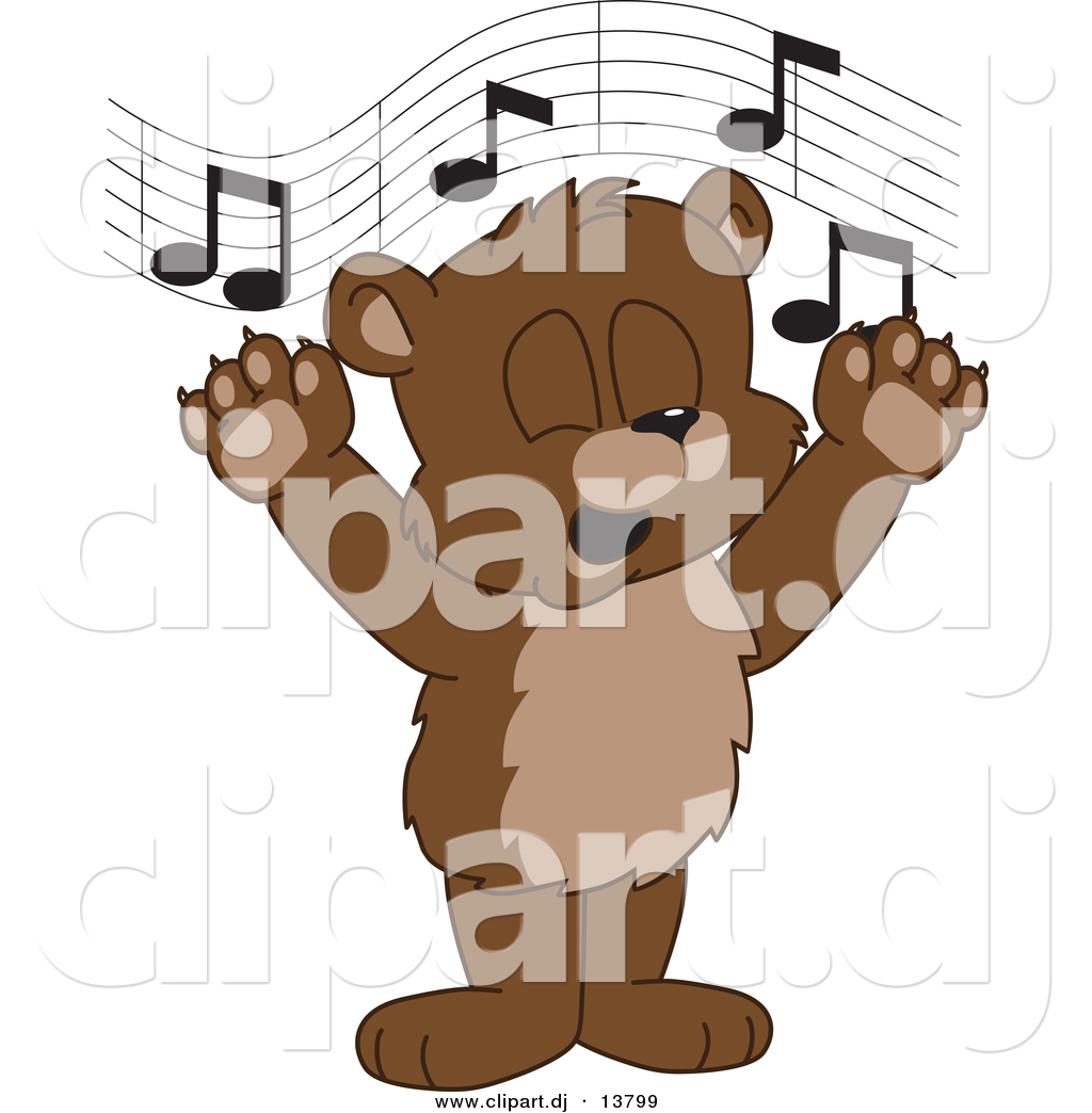 Vector Of A Cartoon Bear Cub School Singing By Toons4biz    13799