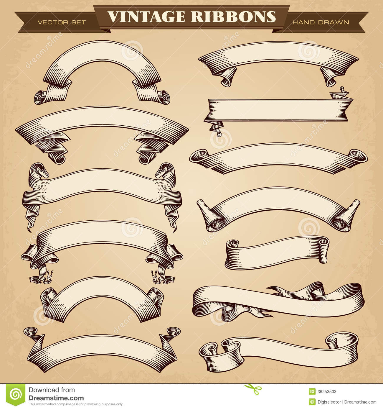 Vintage Ribbon Banners Vector Collection Stock Photos   Image