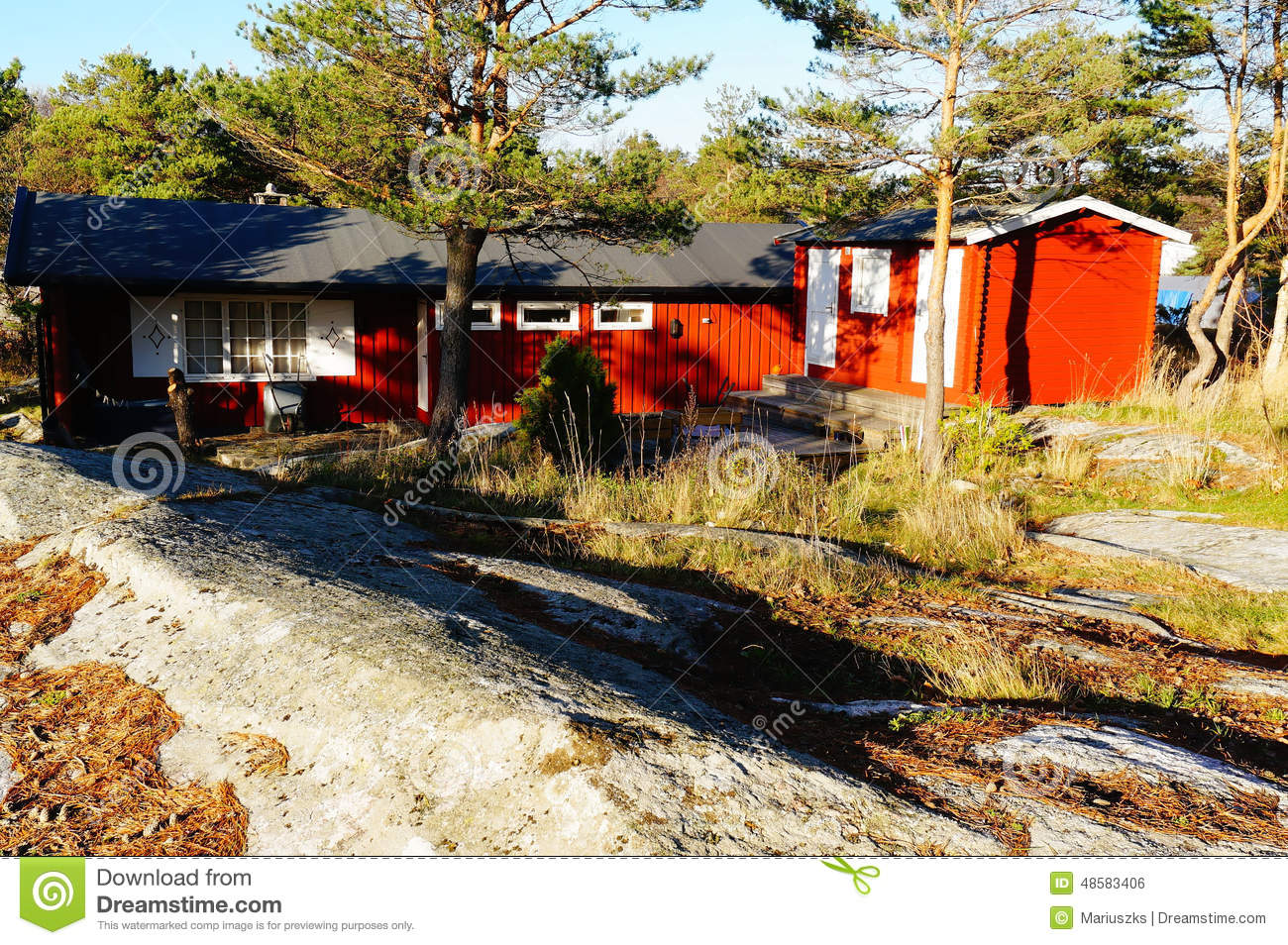 White Bungalow On A Summer North Sea  Coast Among The Rocks  Norwegian