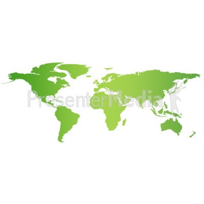 World Globe Flat Map Green Flat World Map
