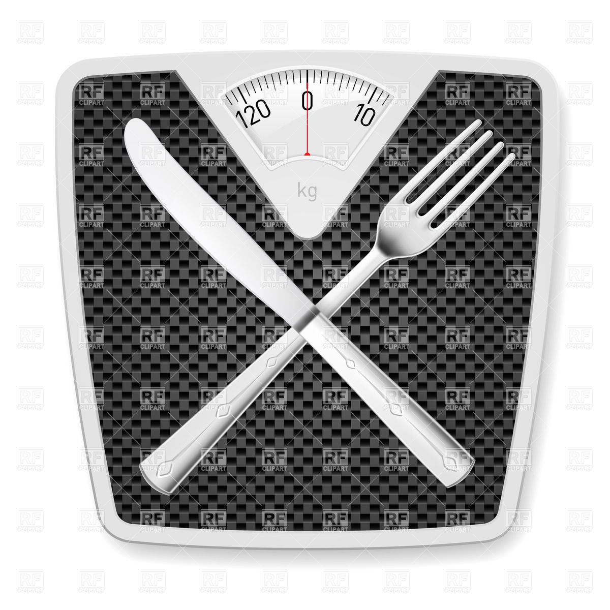 Bathroom Scales With Fork And Knife Objects Download Royalty Free