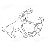 Beka Book    Clip Art    Boy Pulling A Gray Stubborn Donkey