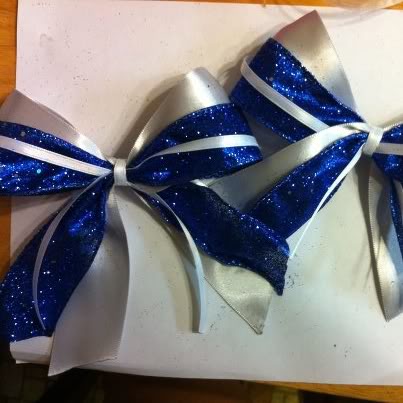 Blue And White Cheer Bow Silver Blue   White Cheer Bow