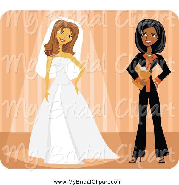 Bridal Clipart Of A Friendly African American Wedding Planner And