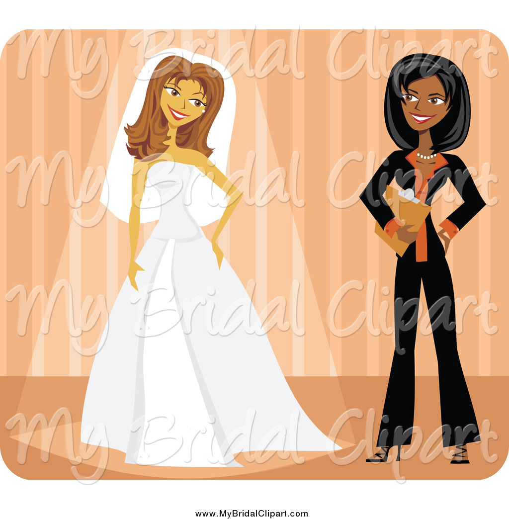 Bridal Clipart Of A Friendly African American Wedding Planner And