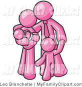 Clip Art Of A Happy Pink Family Man A Father Hugging His Wife And    