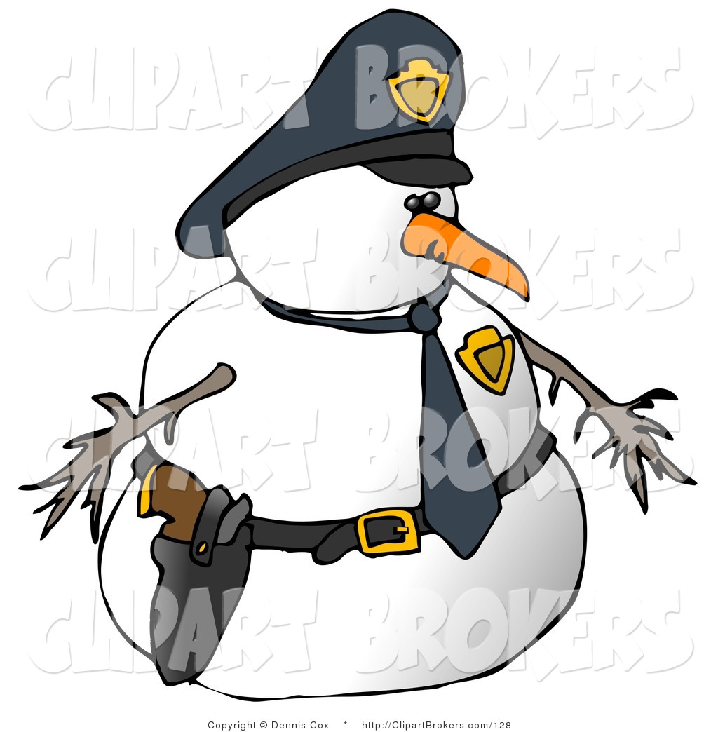 Clip Art Of A Snowman Police Officer Facing Right By Djart    128