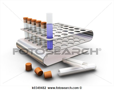 Clip Art Of Test Tubes In Rack K0349482   Search Clipart Illustration