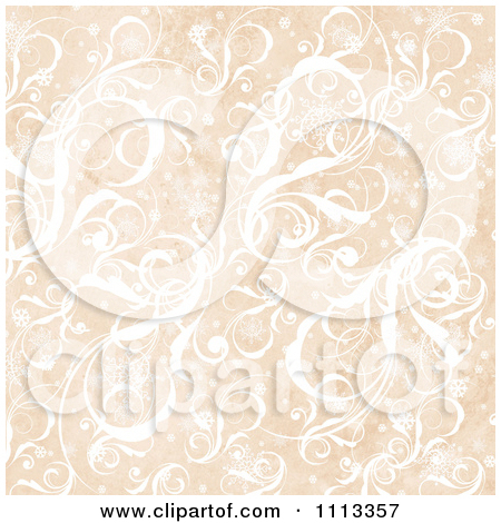 Clipart Cream Snowflake And Swirl Background   Royalty Free    