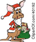 Clipart Illustration Of A Christmas Santa Kangaroo Holding A Sack Of