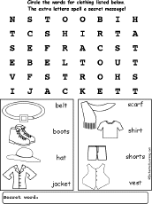 Clothes  Spelling Worksheets   Enchantedlearning Com