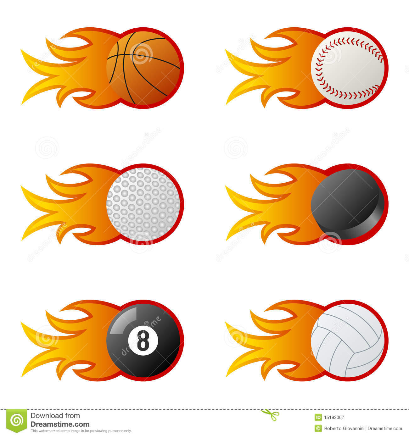 Collection Of Six Sport Balls  Basketball Baseball Golf Ice Hockey