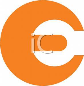 Curved Orange Letter E Design   Royalty Free Clipart Picture
