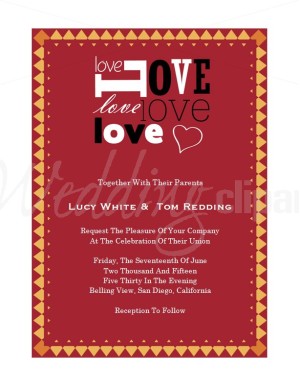 Day Wedding Invitations  Printable Love Block Valentines Day Wedding