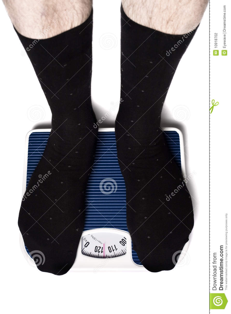 Feet In Socks On Bathroom Scales Stock Photography   Image  10918702