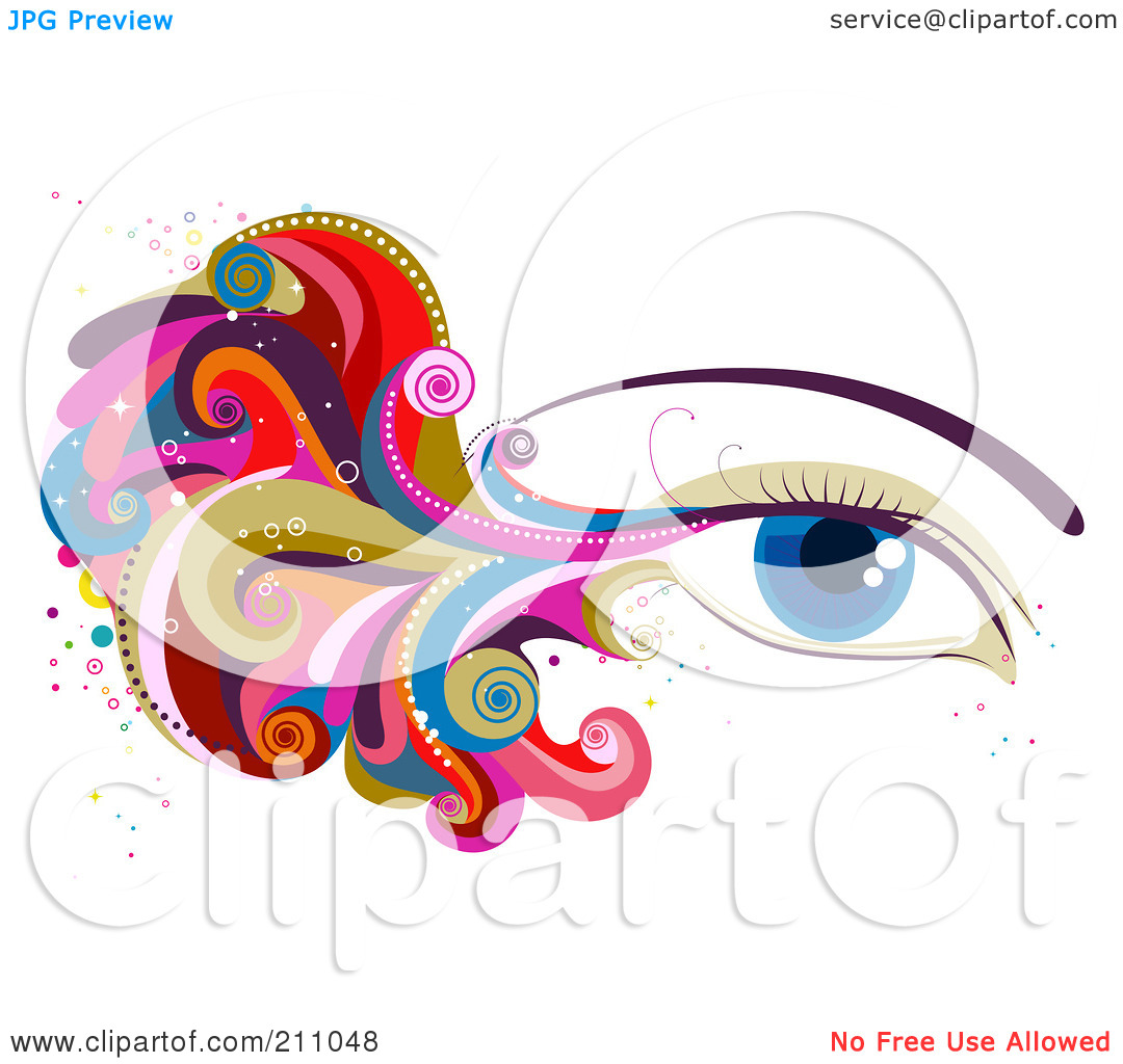 Free  Rf  Clipart Illustration Of A Woman S Blue Eye With Colorful