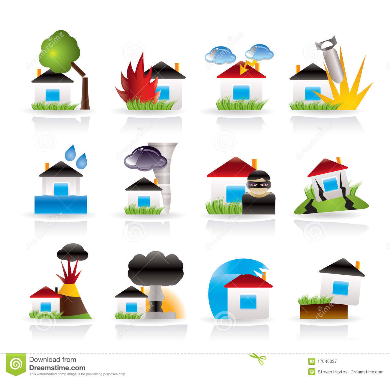 Home And House Insurance And Risk Icons Royalty Free Stock Photography