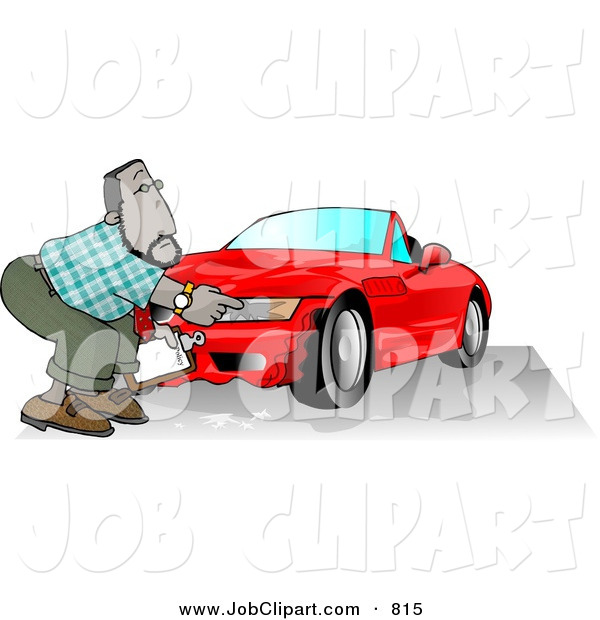 Job Clip Art Of A Bearded Male Insurance Agent Accessing Damage Of A