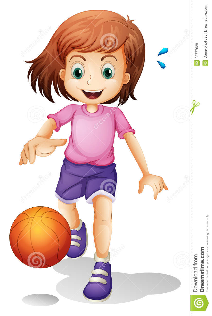 Little Girl Playing Basketball Stock Vector   Image  38777629