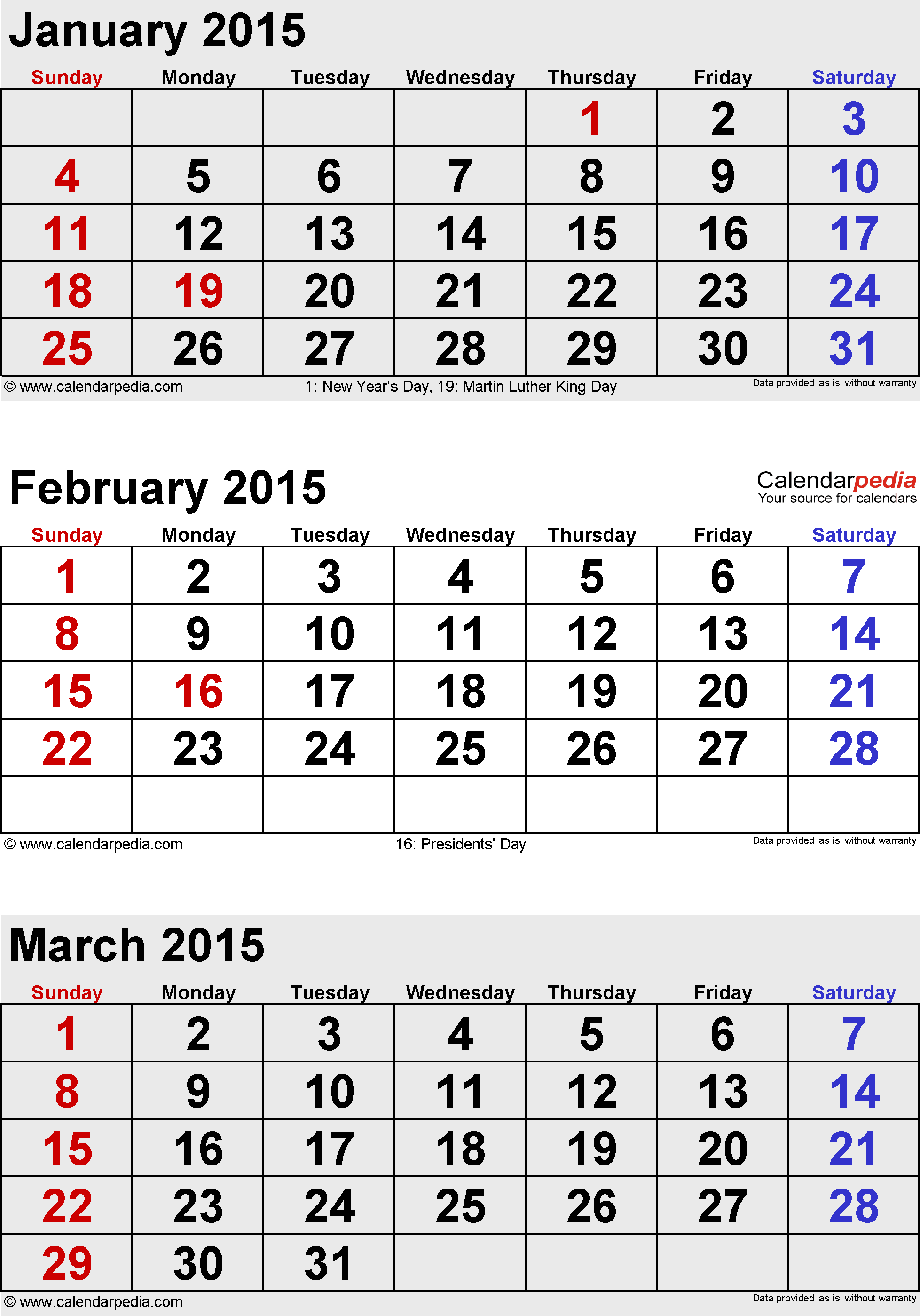 Months Calendar February March April 2015 In Portrait Format
