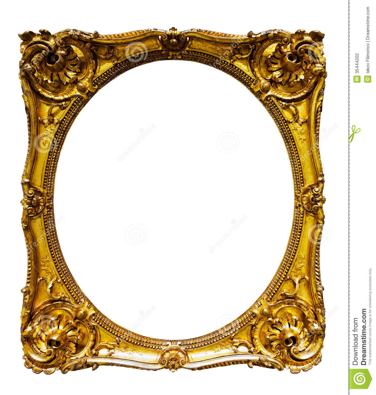 Oval Gold Picture Frame  Isolated Over White Background May Be Used