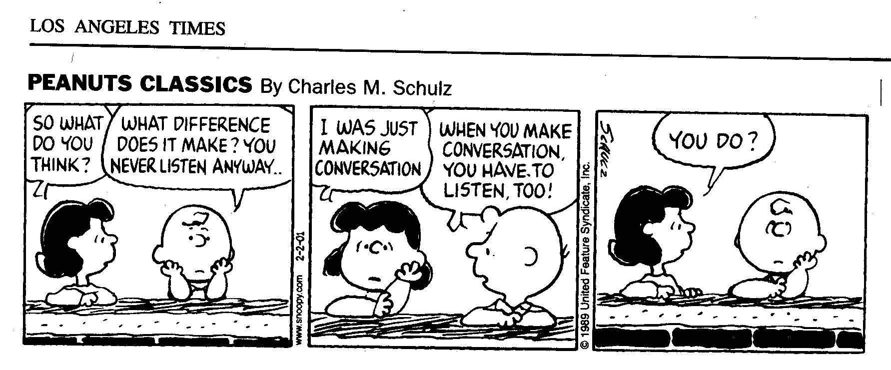 Peanuts Cartoon About Listening