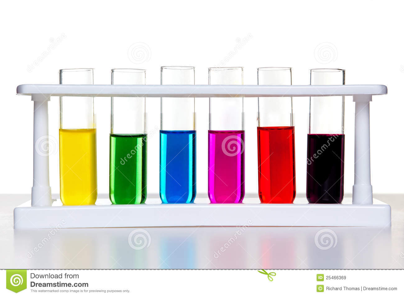 Photo Of Test Tubes Full Of Chemicals In A Rack On A White Background