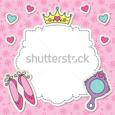 Princess Frame With Cartoon Shoes Mirror And Crown Stock Vector