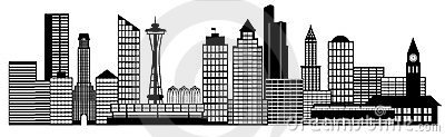 Seattle City Skyline Panorama Clip Art Stock Photos   Image  24081233