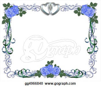 Stock Illustration Wedding Invitation Border Blue Rose Clipart