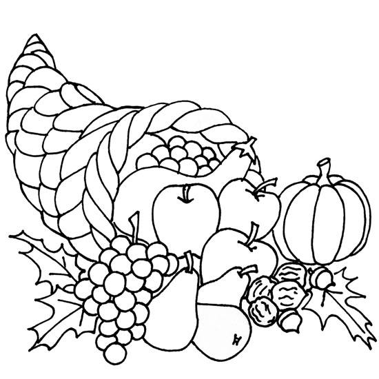 Thanksgiving Coloring Pages  Thanksgiving Cornucopia Coloring Pages