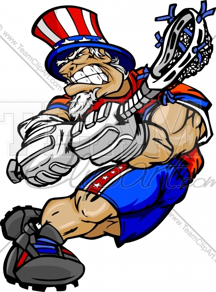Uncle Sam Lacrosse Player Cartoon Clipart Image
